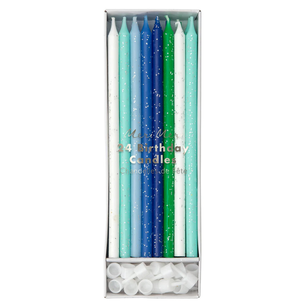 Blue Glitter Candles